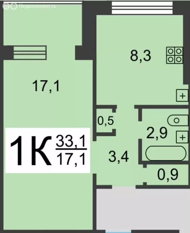 1-комнатная квартира: Нижний Новгород, улица Строкина, 19 (33.1 м) - Фото 0