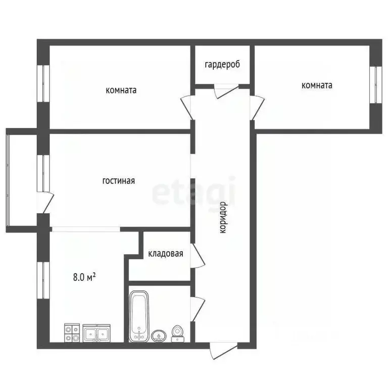3-к кв. Забайкальский край, Чита Новобульварная ул., 10Б (58.0 м) - Фото 0