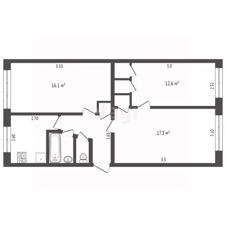 3-к кв. Калужская область, Малоярославецкий муниципальный округ, с. ... - Фото 1