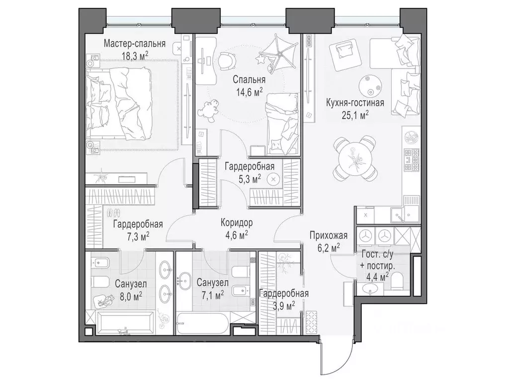 2-к кв. Москва 2-я Черногрязская ул. (106.0 м) - Фото 1