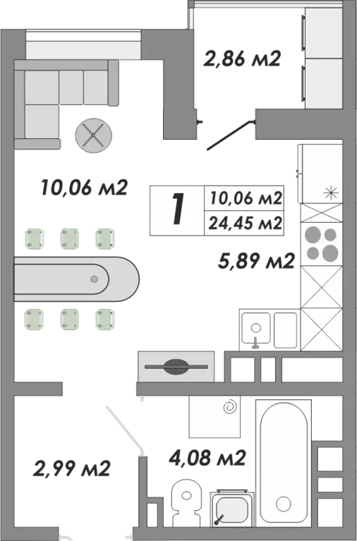 Продаётся квартира-студия, 24.45 м - Фото 1