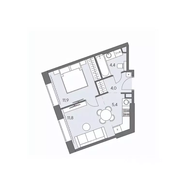 2-к кв. Москва ш. Боровское (дублер) (37.5 м) - Фото 0