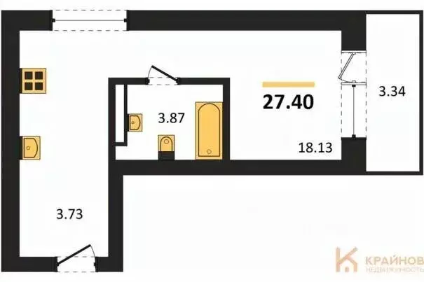 Студия Воронежская область, Воронеж Транспортная ул., 58 (27.4 м) - Фото 0