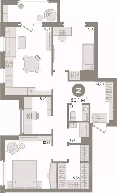 3-к кв. Свердловская область, Екатеринбург ул. Щербакова, 77 (69.1 м) - Фото 1