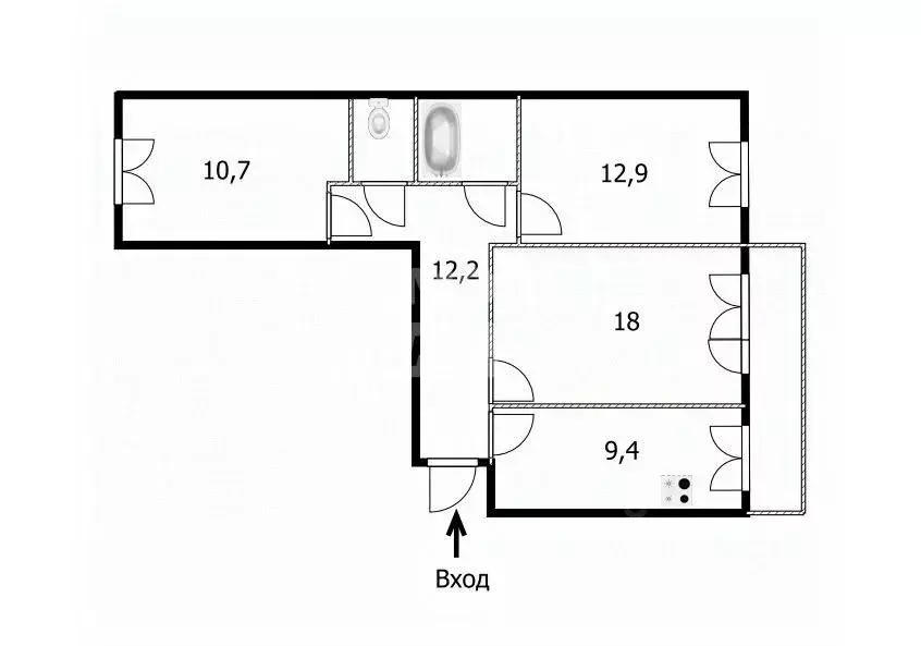 3-к кв. Томская область, Томск Сибирская ул., 104 (66.7 м) - Фото 1