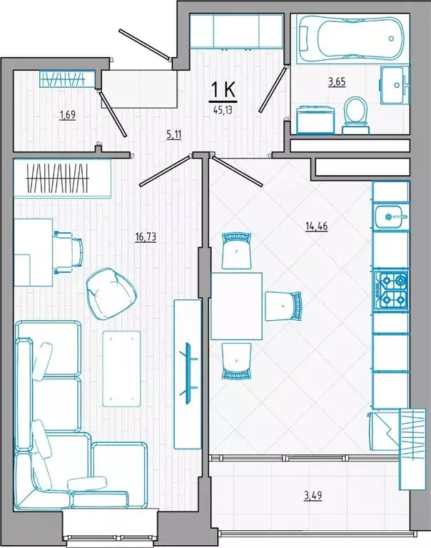 2-к кв. Курская область, Курск ул. Росинка, 7 (46.32 м) - Фото 0