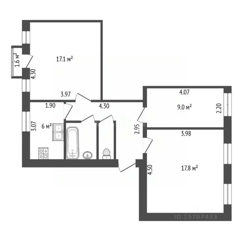3-к кв. Санкт-Петербург ул. Савушкина, 45 (63.0 м) - Фото 1