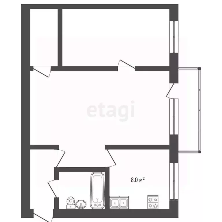 2-к кв. Томская область, Томск тракт Иркутский, 180 (44.0 м) - Фото 2