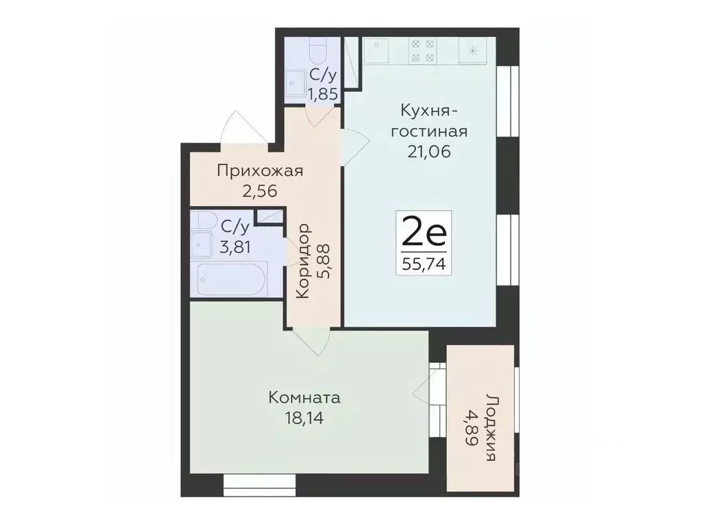 2-к кв. Воронежская область, Воронеж ул. Матросова, 60 (55.74 м) - Фото 0