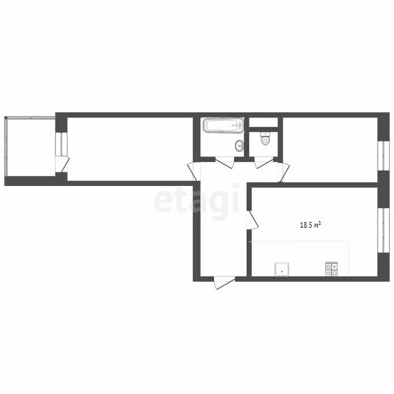 2-комнатная квартира: Тюмень, Арктическая улица, 1к1 (51.6 м) - Фото 0