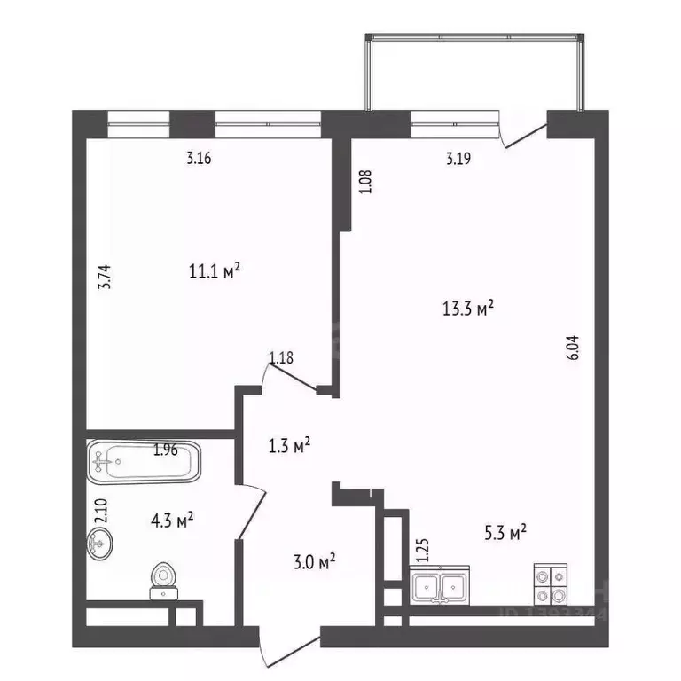 1-к кв. Тюменская область, Тюмень ул. Газовиков, 38к2 (38.3 м) - Фото 2