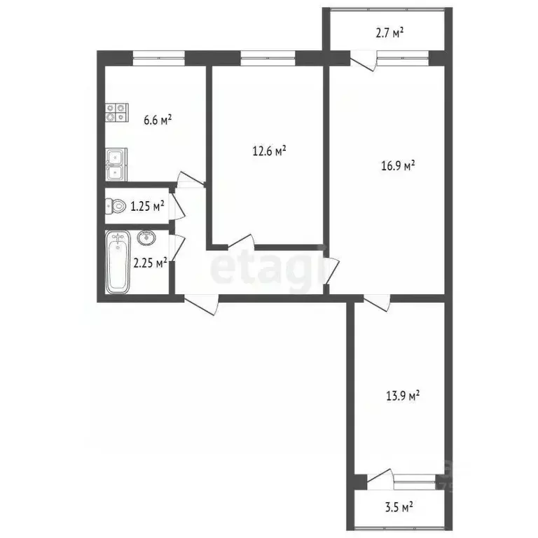 3-к кв. Ярославская область, Ярославль просп. Фрунзе, 55/33 (60.2 м) - Фото 2