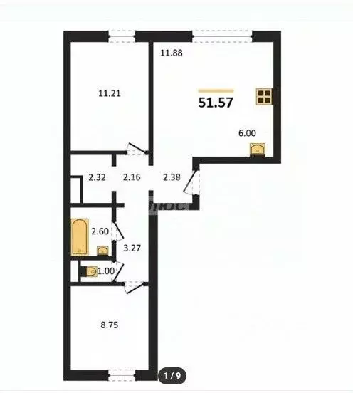 2-к кв. Челябинская область, Челябинск Нефтебазовая ул., 22 (53.0 м) - Фото 1