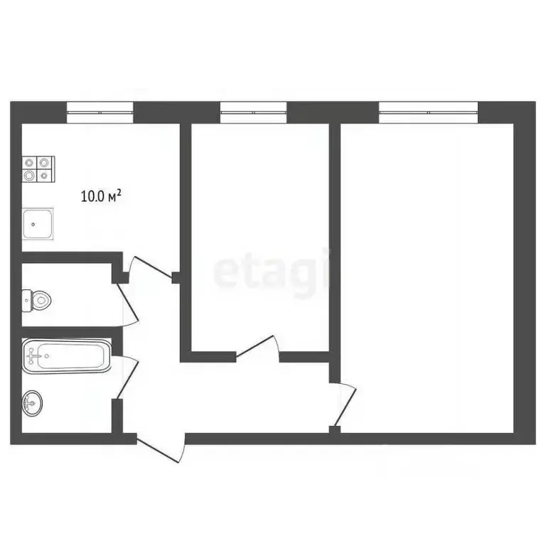 2-к кв. Тюменская область, Тюмень ул. Домостроителей, 16 (51.3 м) - Фото 1