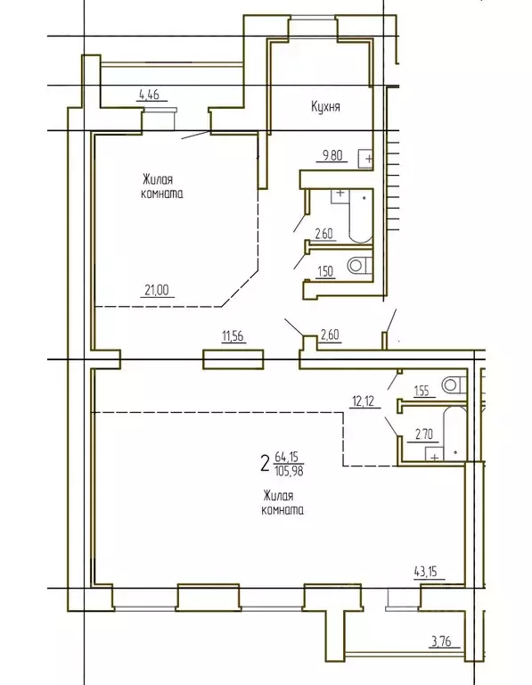 2-к кв. Челябинская область, Миасс просп. Макеева, 85 (105.98 м) - Фото 1