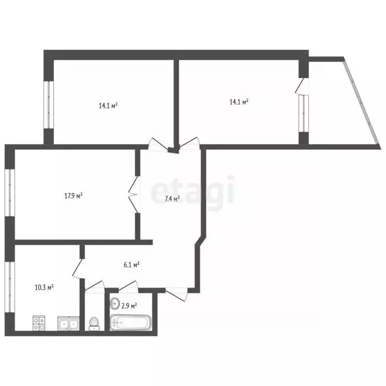 3-к кв. Москва ул. Лобачевского, 100 (75.0 м) - Фото 2