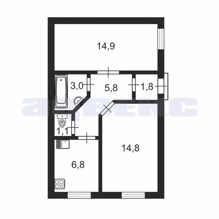 2-комнатная квартира: Санкт-Петербург, Басков переулок, 1/3 (48 м) - Фото 1