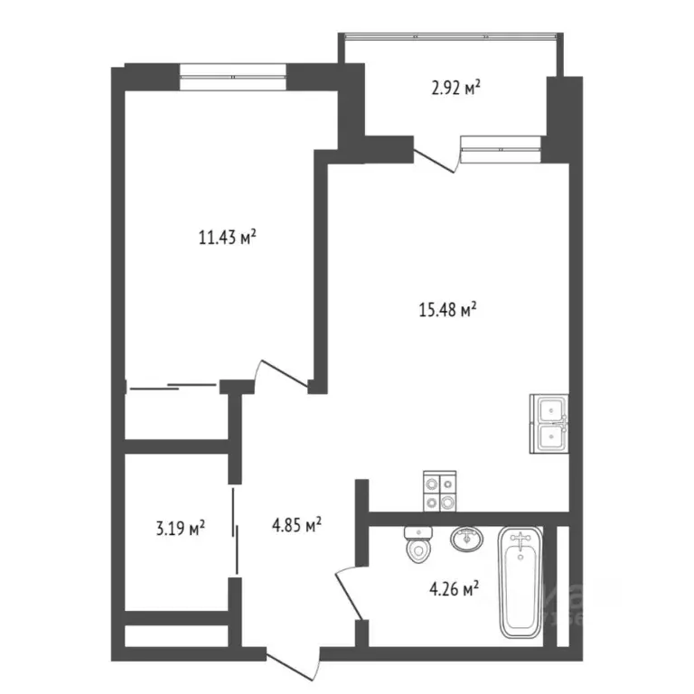 1-к кв. Тюменская область, Тюменский муниципальный округ, д. Дударева ... - Фото 1