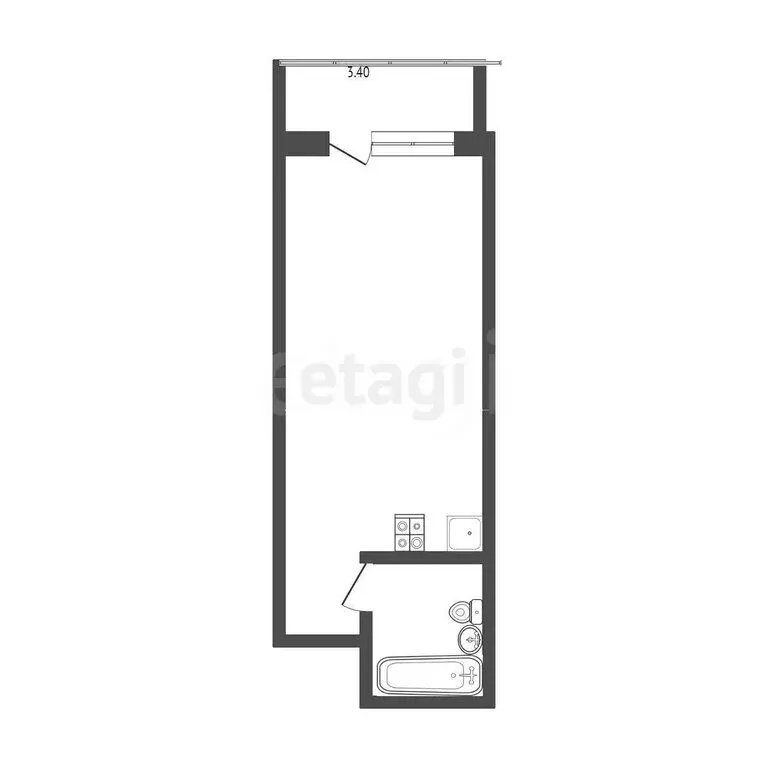 Квартира-студия: Ижевск, улица Михаила Петрова, 49 (34 м) - Фото 2