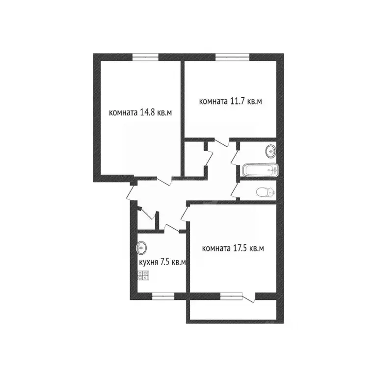 3-к кв. Смоленская область, Вязьма Московская ул., 34 (68.3 м) - Фото 2
