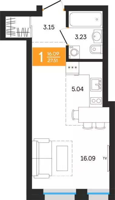 1-к кв. Башкортостан, Уфа ул. Нуриманова (27.51 м) - Фото 1