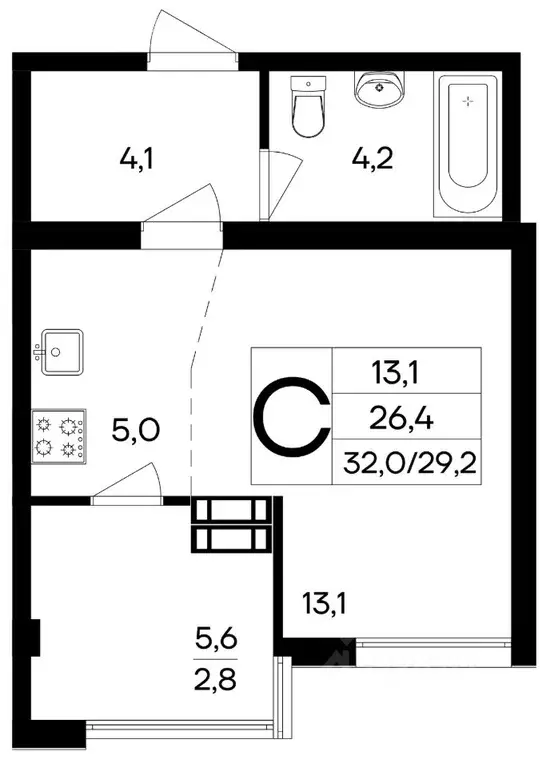Студия Крым, Симферополь ул. 51-й Армии, уч126 (32.0 м) - Фото 1
