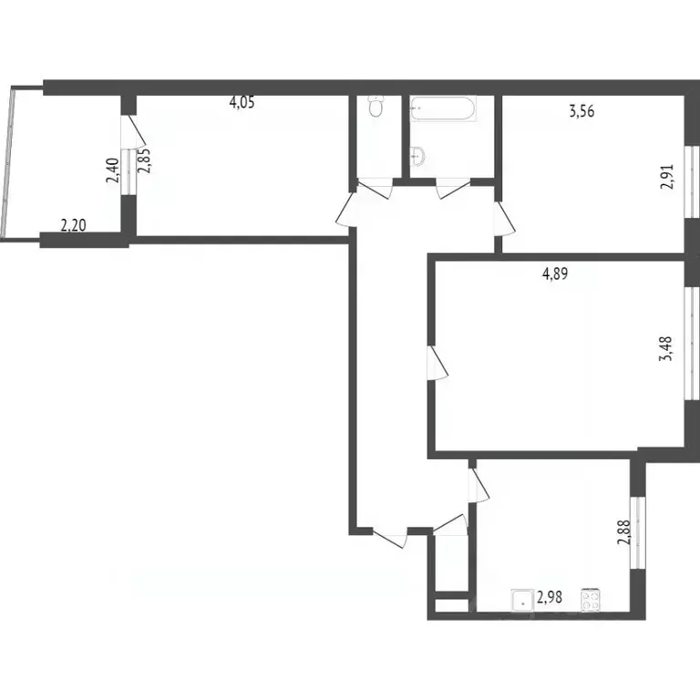 3-к кв. Омская область, Омск ул. Дианова, 22 (63.3 м) - Фото 1