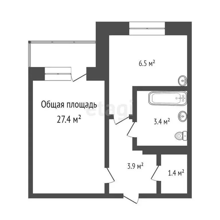 1-комнатная квартира: Северск, улица Ленина, 108 (27.7 м) - Фото 0