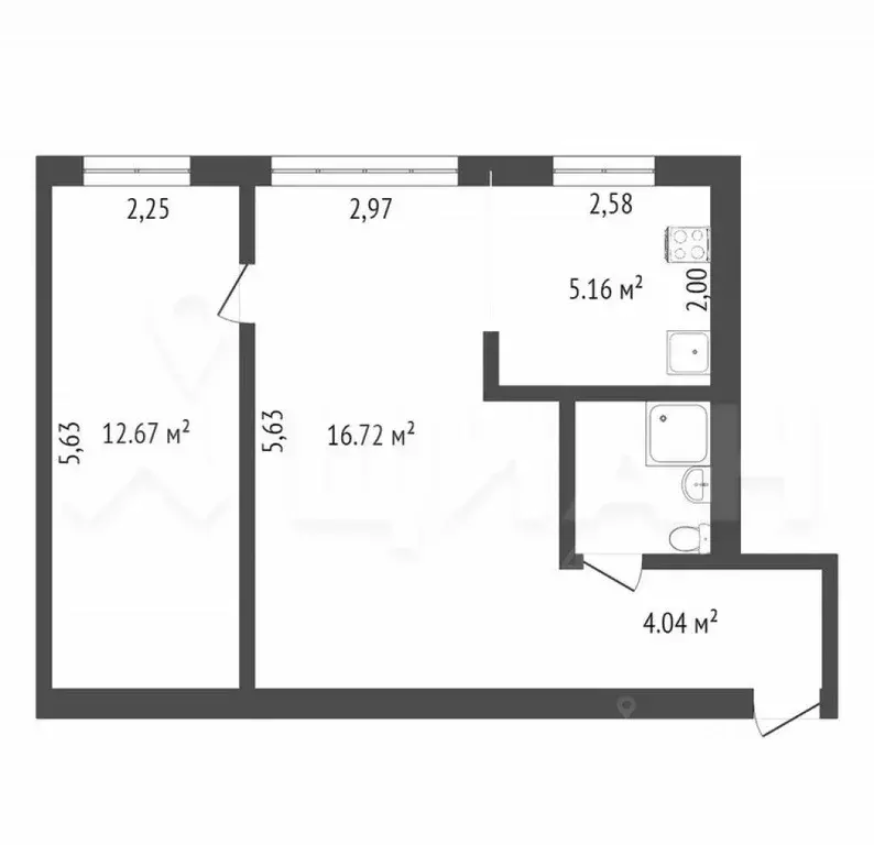 2-к кв. Тюменская область, Тюмень ул. Мельникайте, 103 (45.0 м) - Фото 1