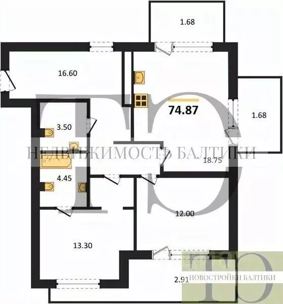 2-к кв. Калининградская область, Янтарный пгт ул. Советская (74.87 м) - Фото 0