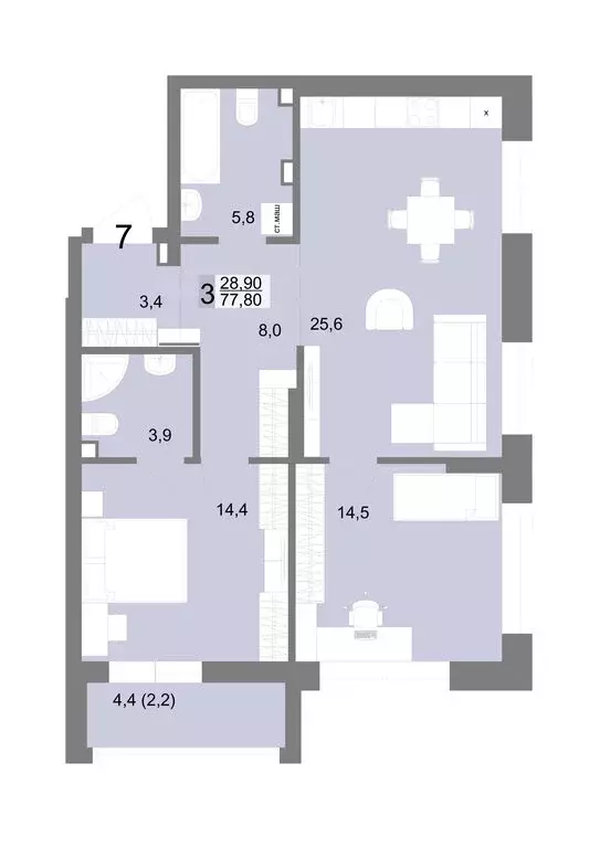 3-комнатная квартира: Екатеринбург, Посадская улица, 26 (77.8 м) - Фото 1