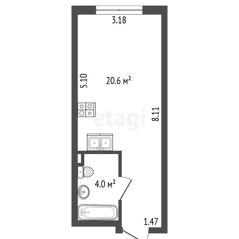 Квартира-студия: Санкт-Петербург, улица Салова, 61 (24.6 м) - Фото 1