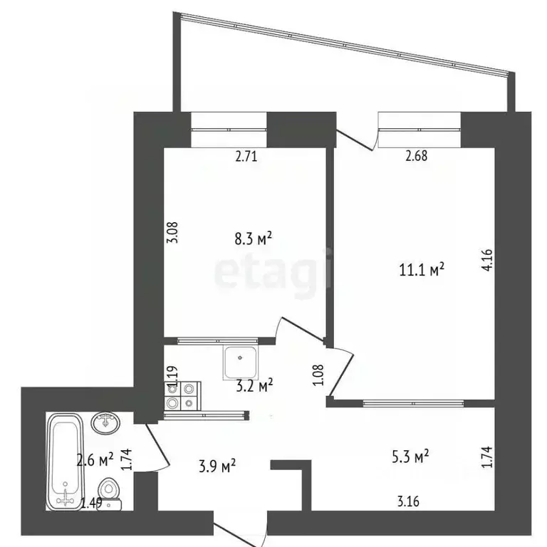 2-к кв. Тюменская область, Тюмень ул. Республики, 92 (41.4 м) - Фото 2