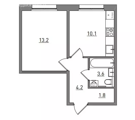 1-комнатная квартира: Киров, Чистопрудненская улица, 13А (32.9 м) - Фото 1