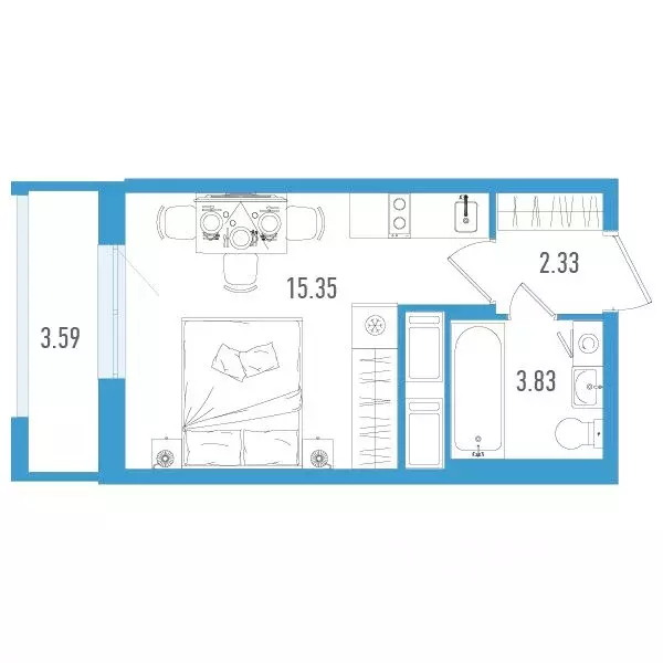 Студия Санкт-Петербург дор. Муринская, 67 (22.59 м) - Фото 0