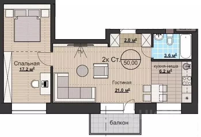 2-к кв. Новосибирская область, Новосибирский район, Мочищенский ... - Фото 1