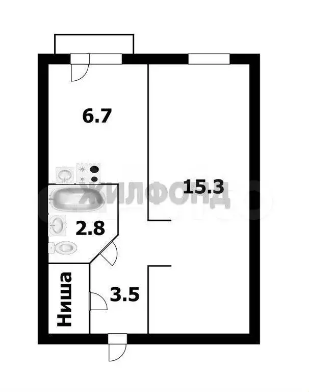 1-к. квартира, 28,5 м, 4/9 эт. - Фото 0