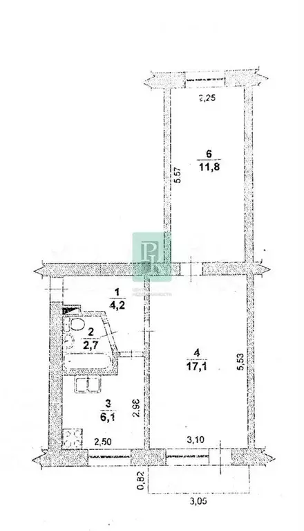 2-к. квартира, 43,2 м, 5/5 эт. - Фото 0