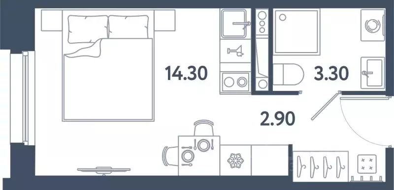 Студия Санкт-Петербург Московское ш., 13ЖЗ (20.5 м) - Фото 0