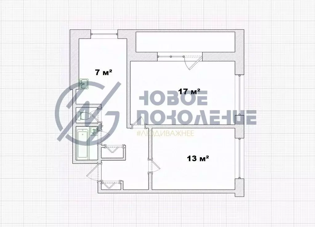 2-к кв. Омская область, Омск наб. Тухачевского, 20 (48.0 м) - Фото 1