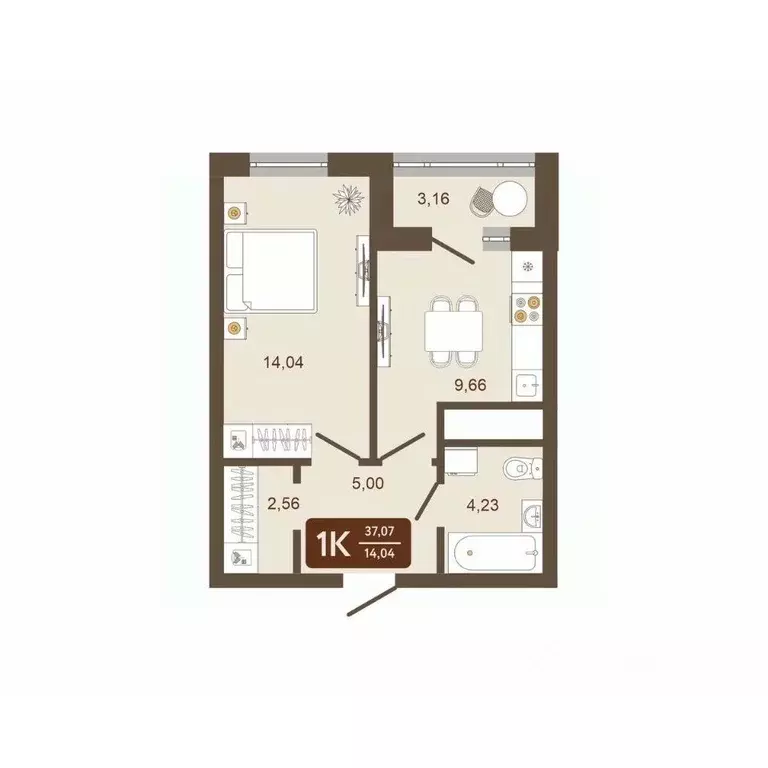 1-к кв. Кемеровская область, Новокузнецк Макеевская ул. (37.07 м) - Фото 2