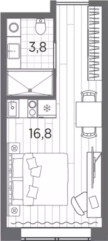 Студия Санкт-Петербург просп. Стачек, 62Е (20.6 м) - Фото 0