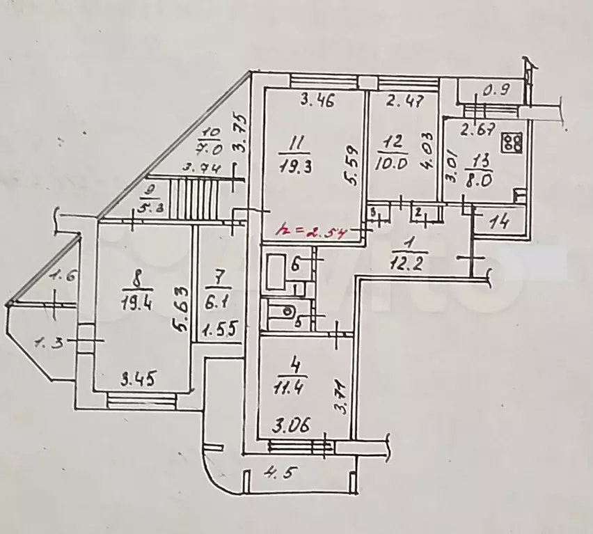 4-к. квартира, 112,2 м, 3/9 эт. - Фото 0