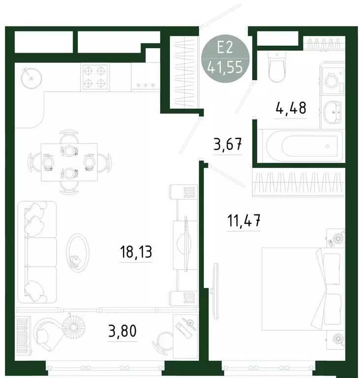 1-комнатная квартира: Тула, улица Генерала Маргелова, 9В (41.55 м) - Фото 1