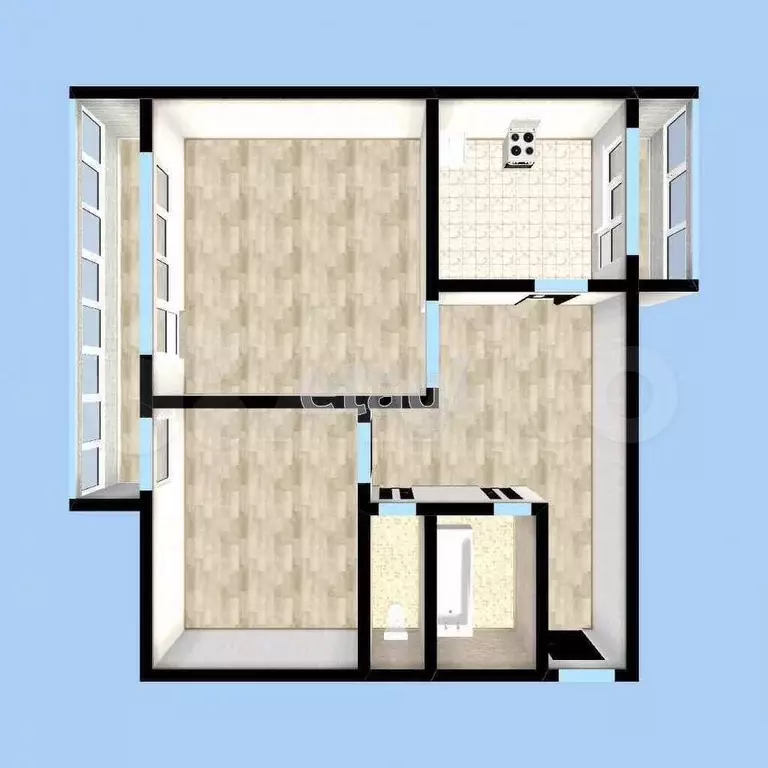 2-к. квартира, 49,9 м, 5/5 эт. - Фото 0