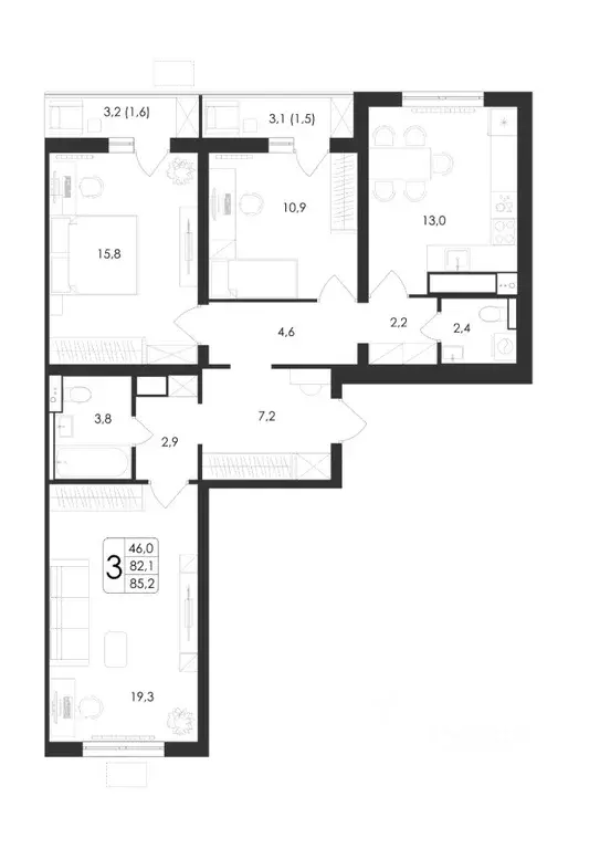 3-к кв. Воронежская область, Воронеж ул. Загоровского, 5/4 (85.2 м) - Фото 0