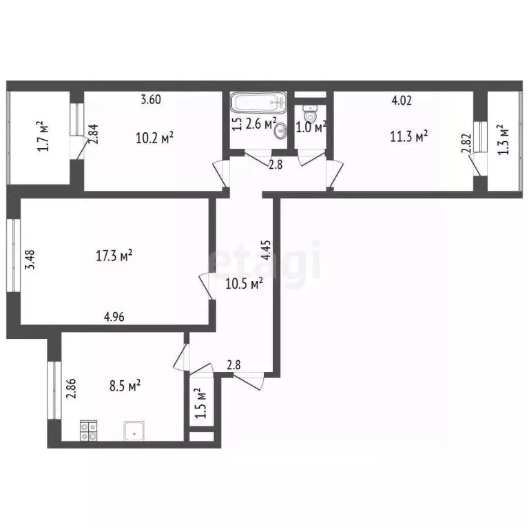 3-к кв. Мордовия, Саранск Волгоградская ул., 98 (62.9 м) - Фото 1