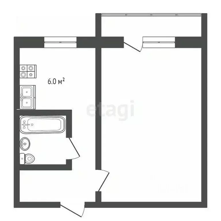 1-к кв. Владимирская область, Муром Муромская ул., 12 (34.4 м) - Фото 1