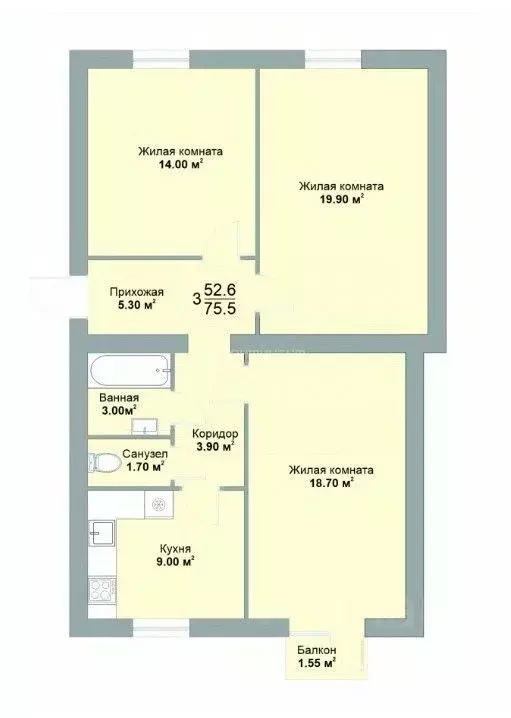 3-к кв. Владимирская область, Владимир ул. Мира, 74 (75.5 м) - Фото 2