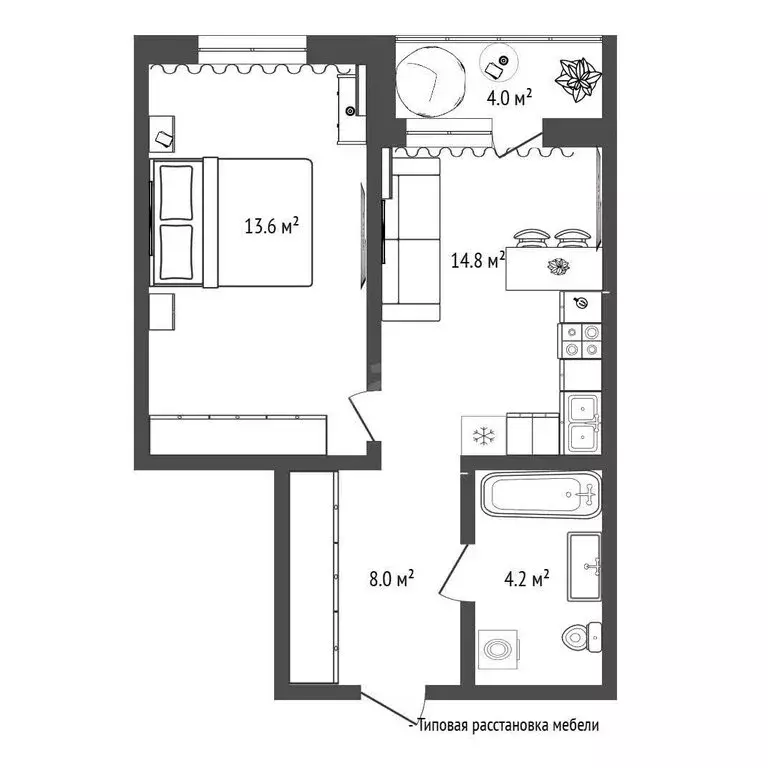 1-комнатная квартира: Тюмень, улица Мельникайте, 36к1 (40.6 м) - Фото 1